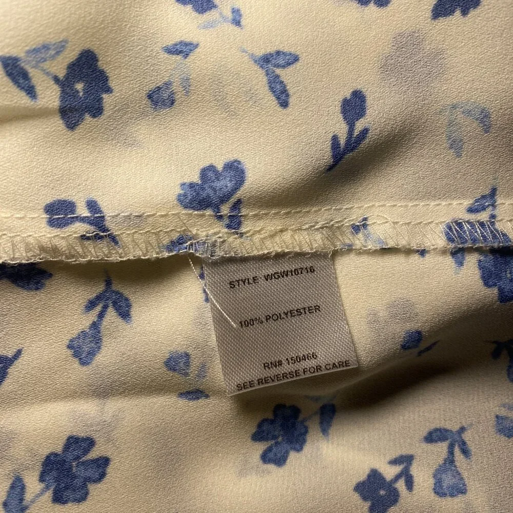 41 Hawthorn Lexie Pleated Blouse Womens XL White Blue Floral Flowy Career EUC - Picture 4 of 9
